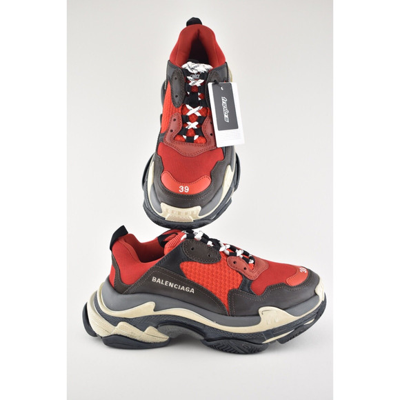 Balenciaga Triple S Black Red Bred Speed Flat Sneaker Trainer 39 Mens US 6 - Picture 5 of 12